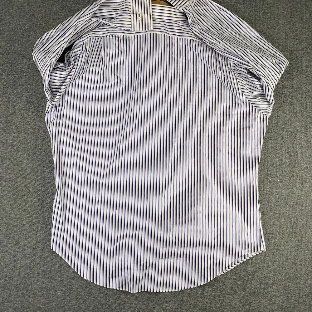 Vintage Polo Ralph Lauren Dress Shirt Men 17.5 White Striped Classy Regent NEW